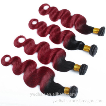 Ombre Brazilian Virgin Human Hair T1B/ 99J Color Ombre Hair Extensions Body Wave 3PCs 100% Human Hair